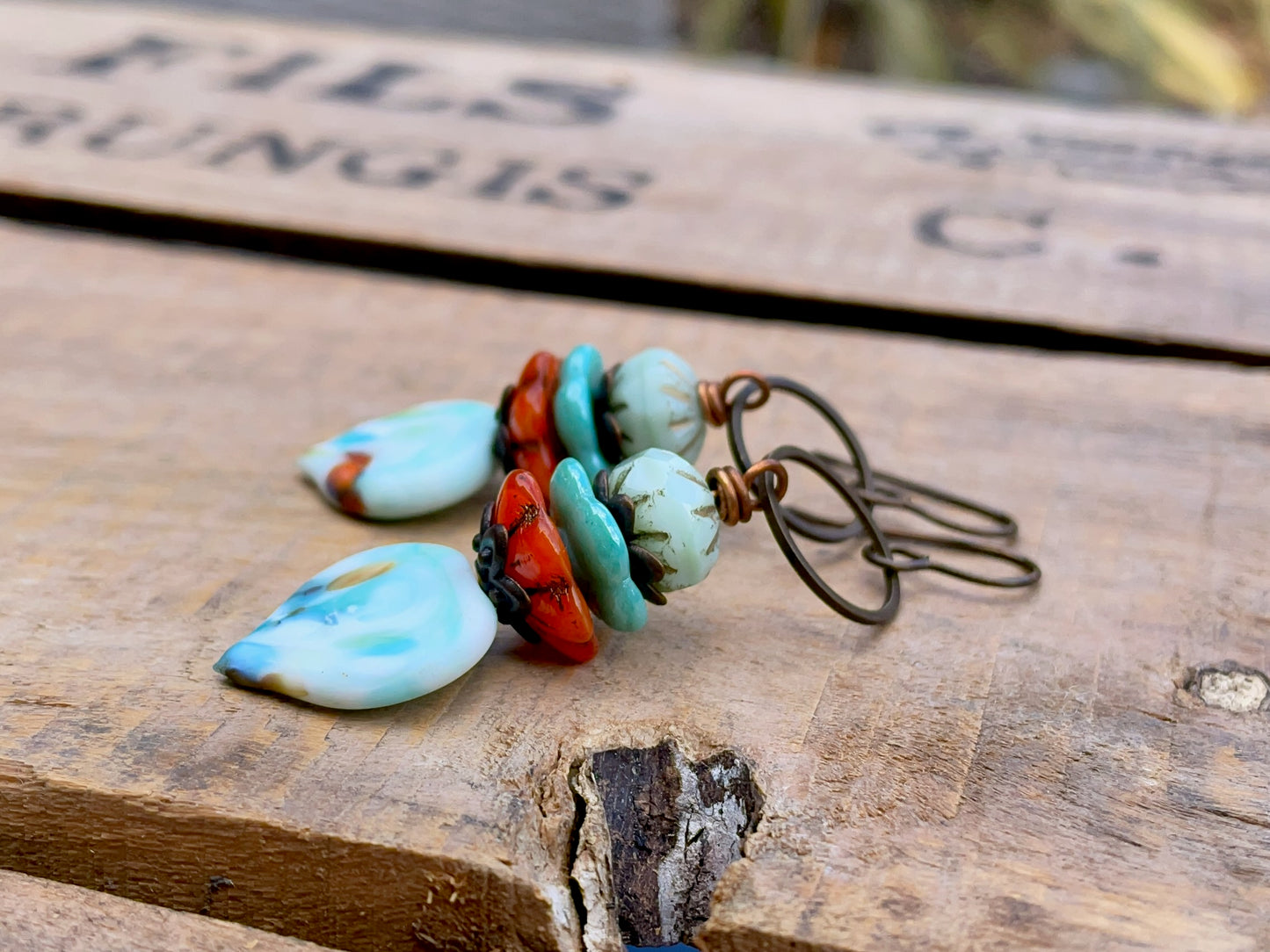 Mint Green Lampwork Earrings. Artisan Glass Dangle Earrings. Spring Inspired Jewellery Gift