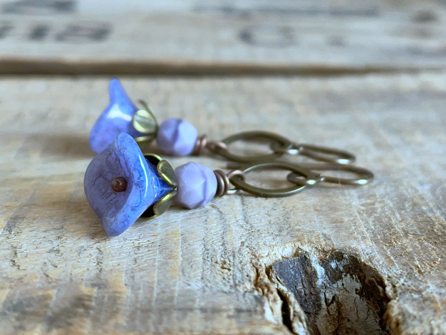 Elegant Purple Glass Flower Earrings - Handmade Nature-inspired Jewellery - Lightweight & Petite