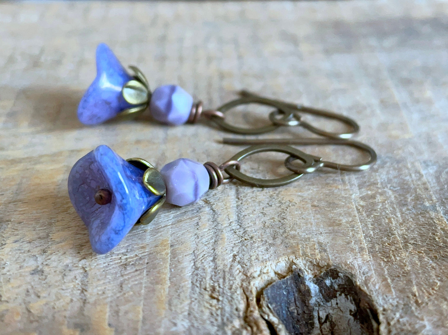 Elegant Purple Glass Flower Earrings - Handmade Nature-inspired Jewellery - Lightweight & Petite