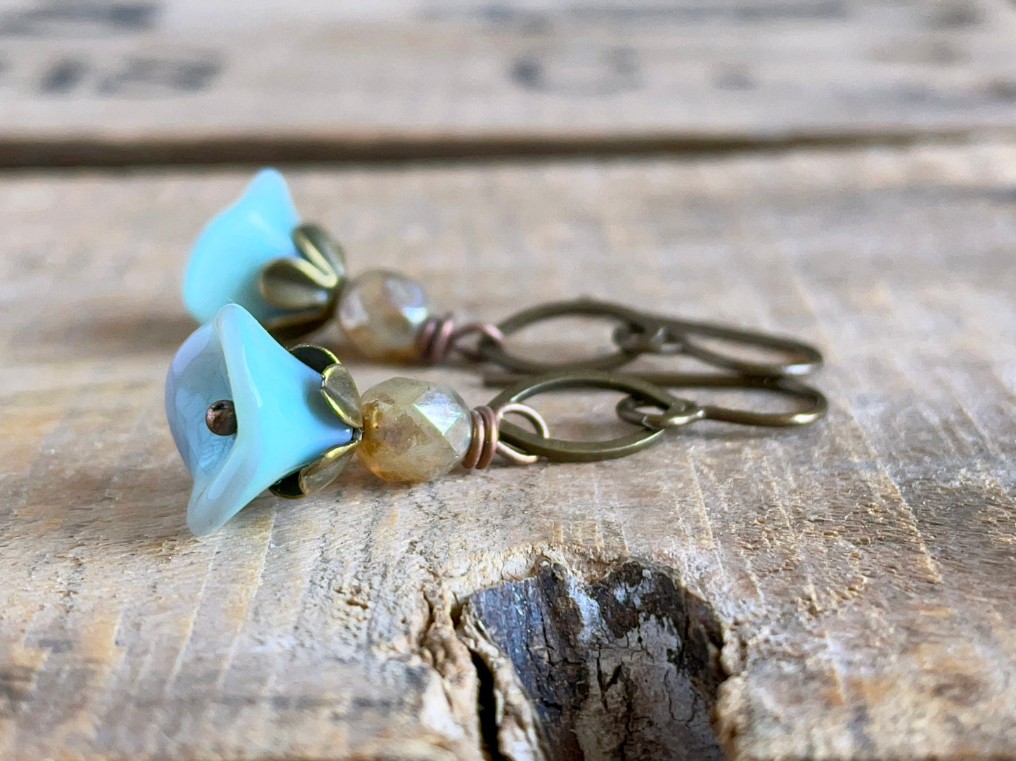 Petite Floral Czech Glass Earrings - Nature Inspired Jewellery - Dainty Lightweight Earrings - Pastel Flower Accessories