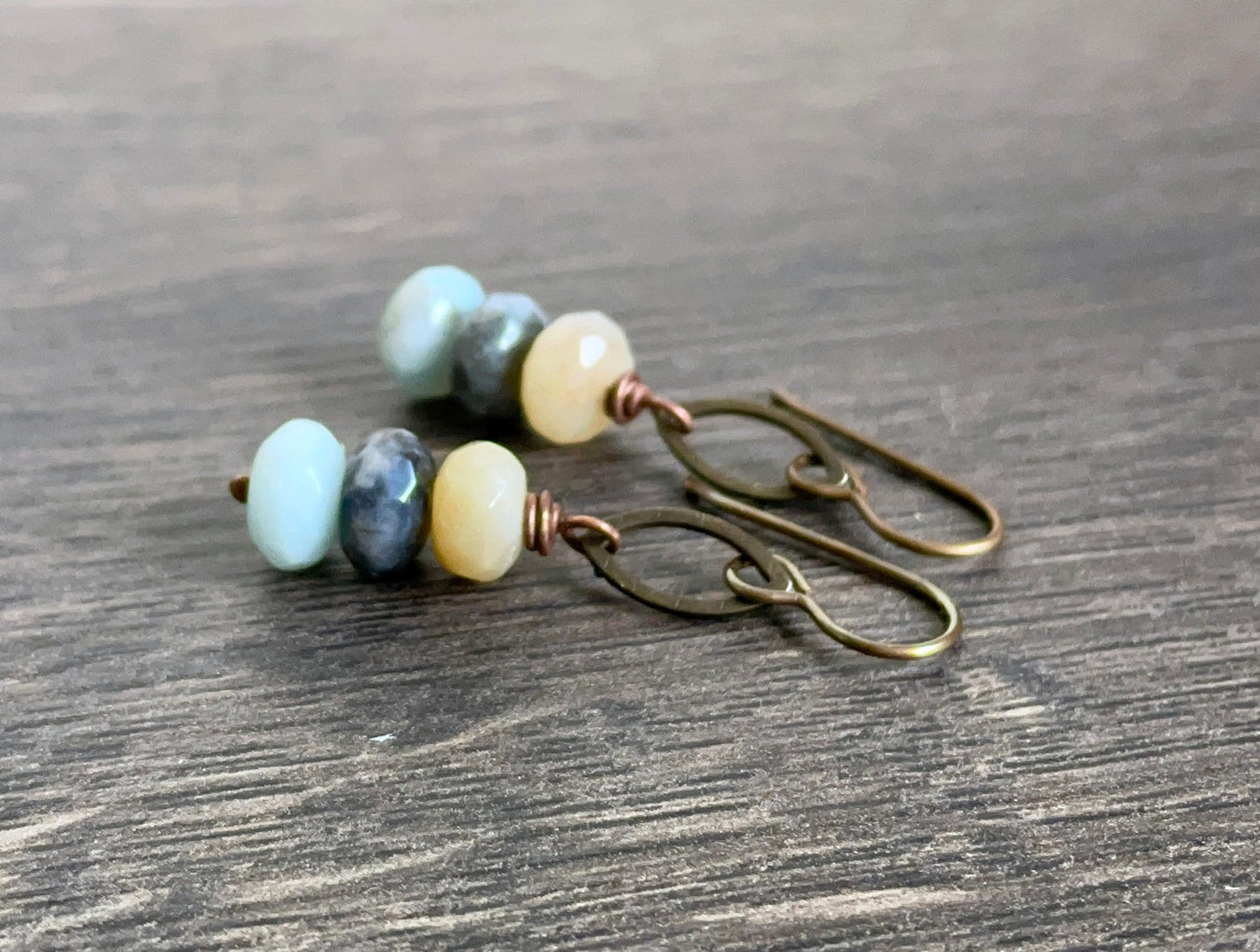 Petite Amazonite Dangle Earrings - Handcrafted Natural Gemstone Jewellery