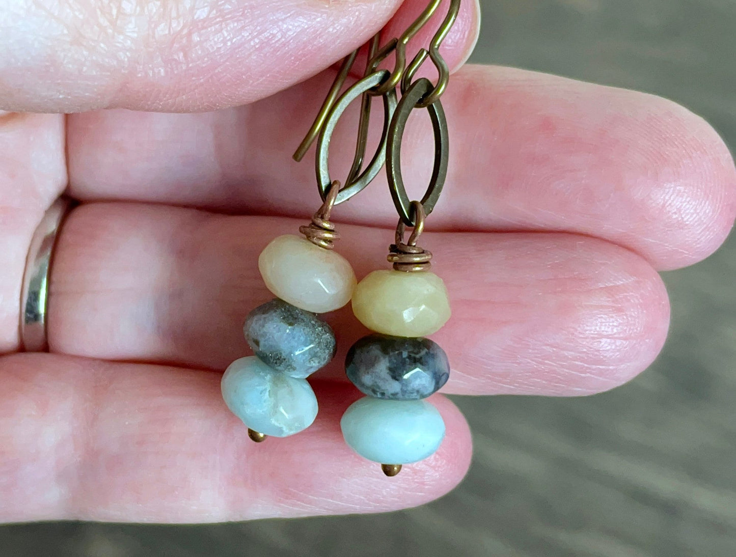 Petite Amazonite Dangle Earrings - Handcrafted Natural Gemstone Jewellery