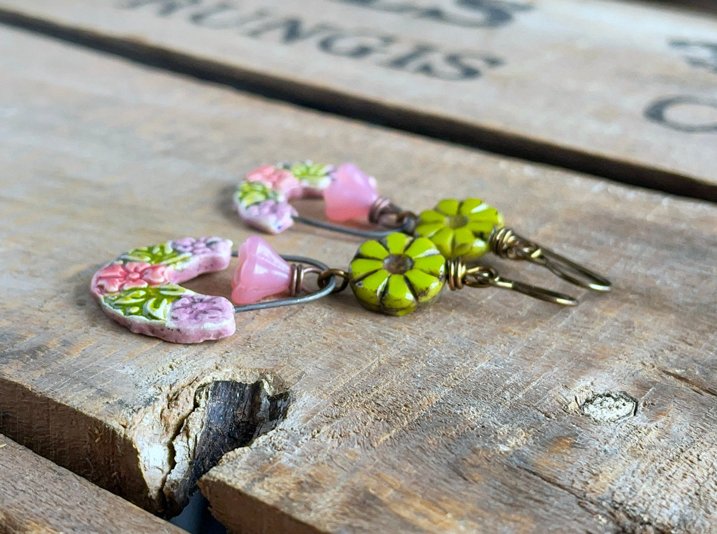 Colourful Floral Ceramic Earrings - Unique Bohemian Style Accessories